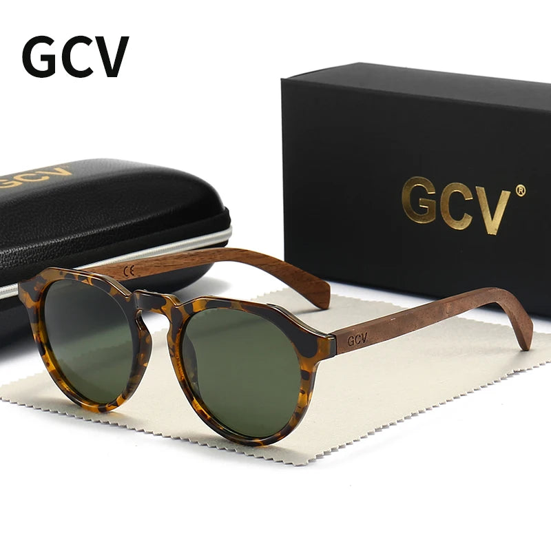 Lentes de sol GCV con madera de nogal hombre-mujer