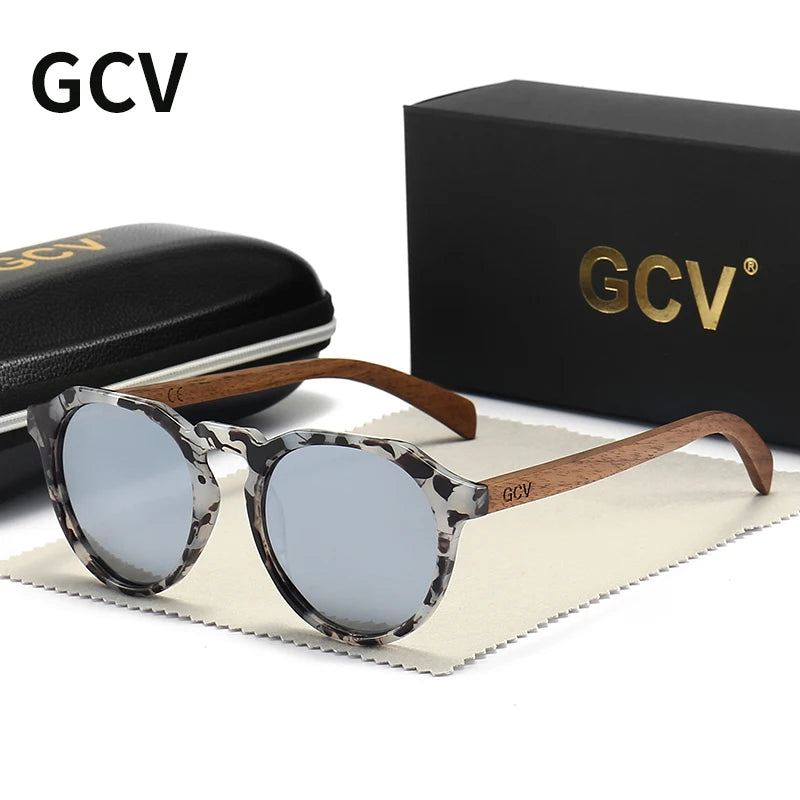 Lentes de sol GCV con madera de nogal hombre-mujer