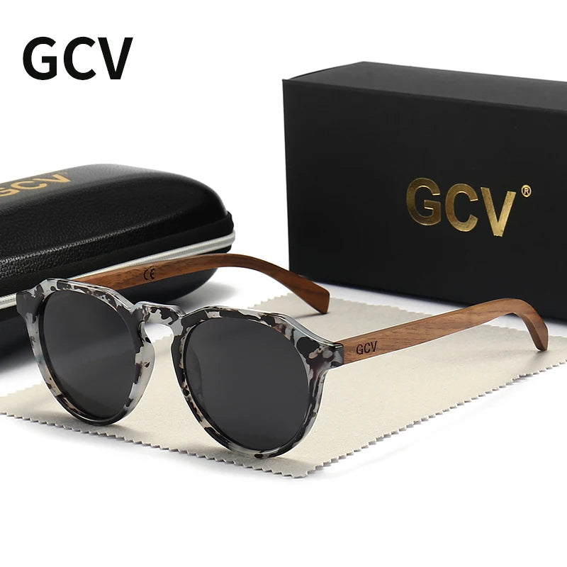 Lentes de sol GCV con madera de nogal hombre-mujer