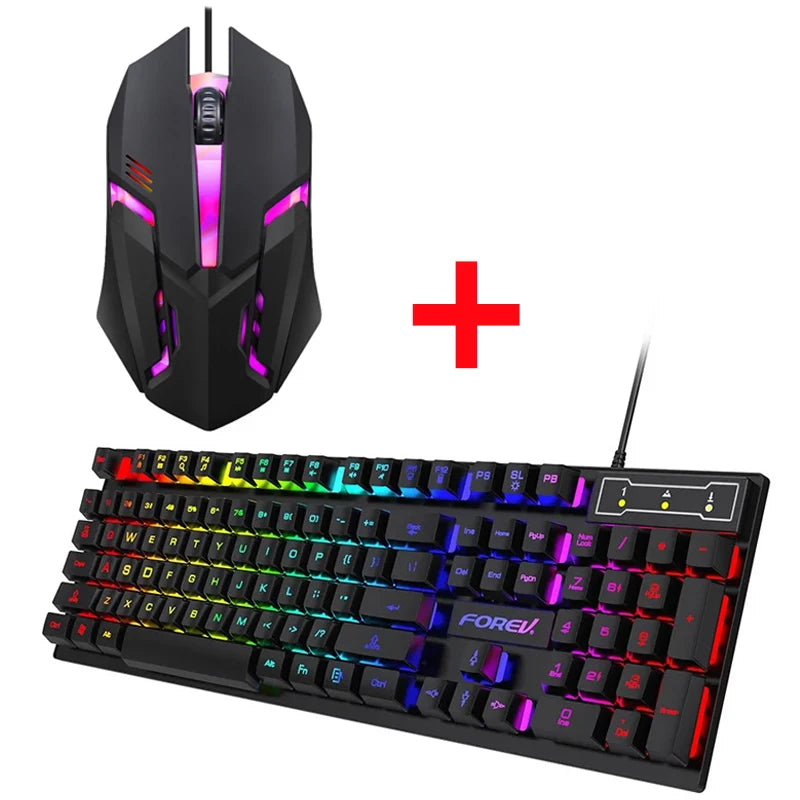 Teclado gamer y mouse retroiluminado para jugadores, PC, portátil y oficina