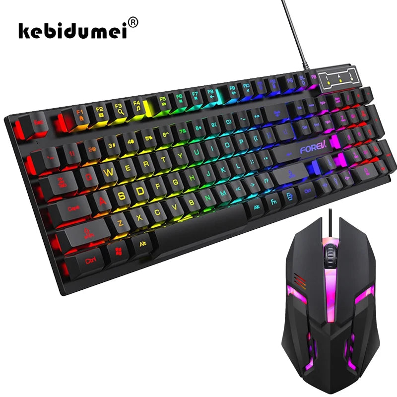 Teclado gamer y mouse retroiluminado para jugadores, PC, portátil y oficina