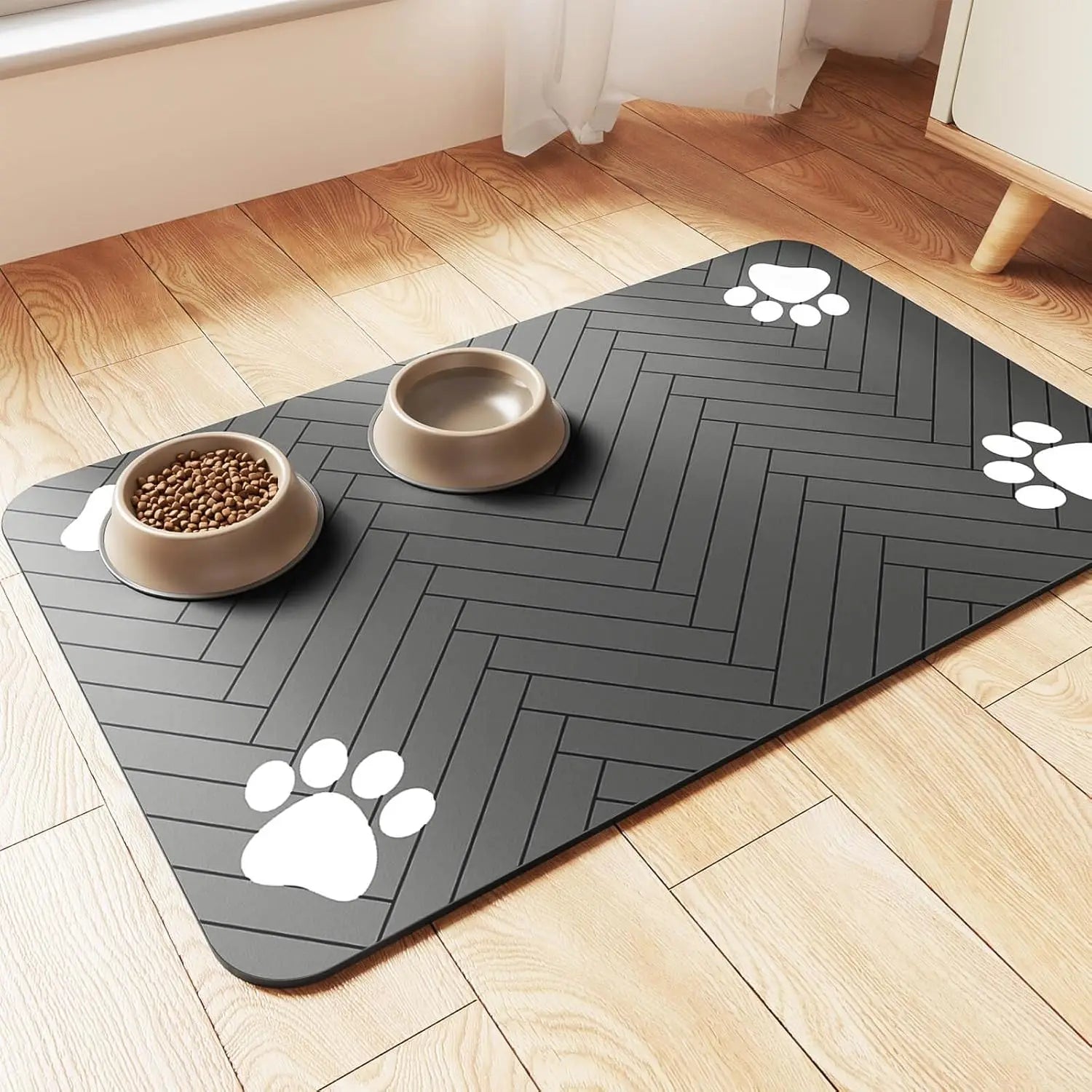 Alfombrilla para comida de mascotas absorbente y resistente