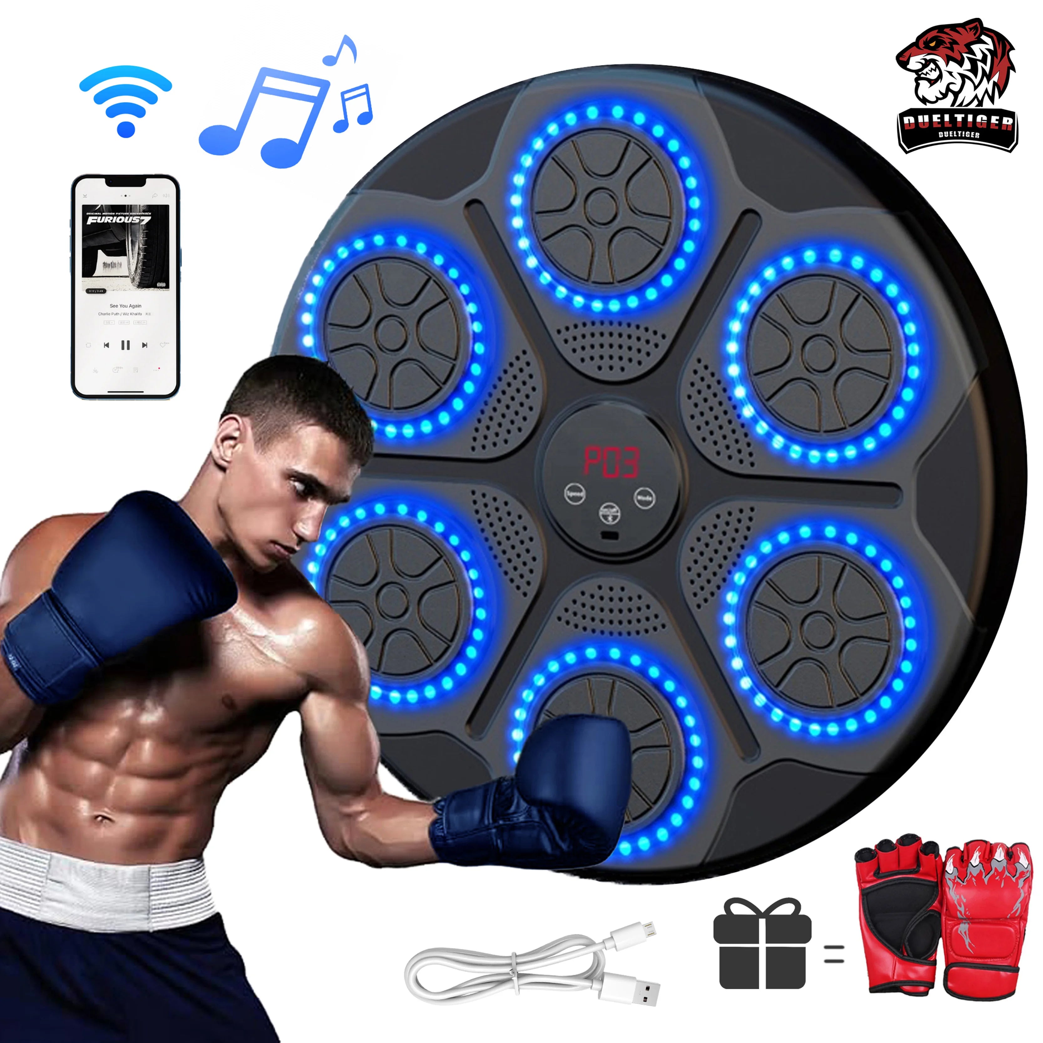 Máquina de boxeo musical inteligente con Bluetooth en casa