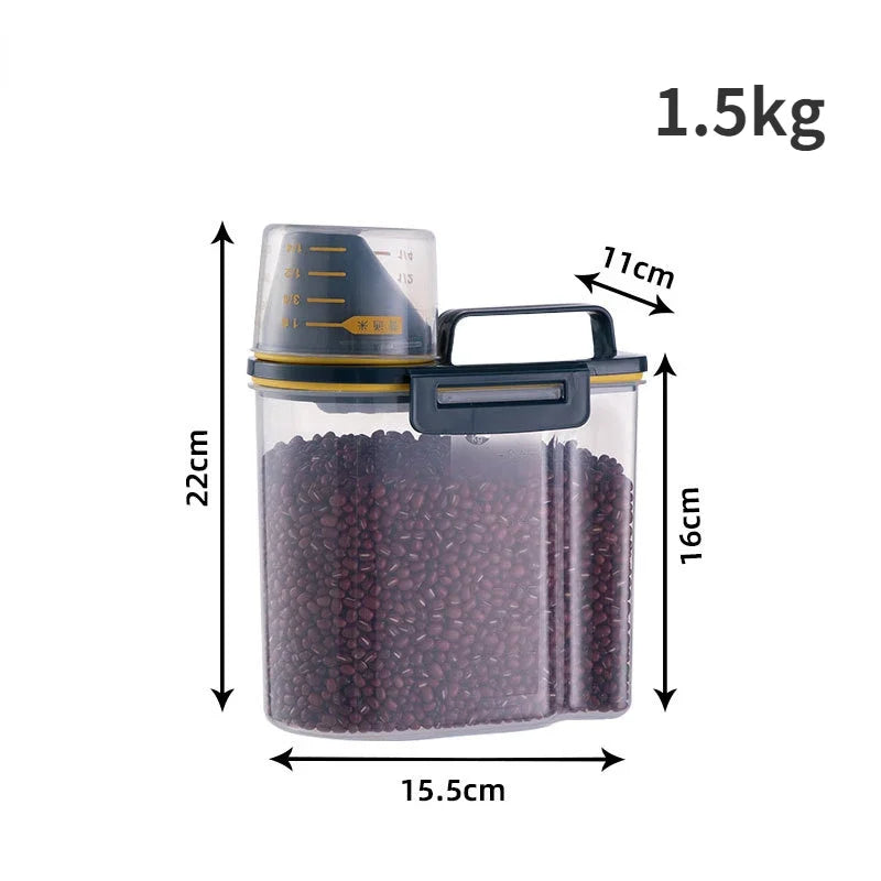 Contenedor de comida para perros y gatos con taza medidora 1,5 kg/2kg