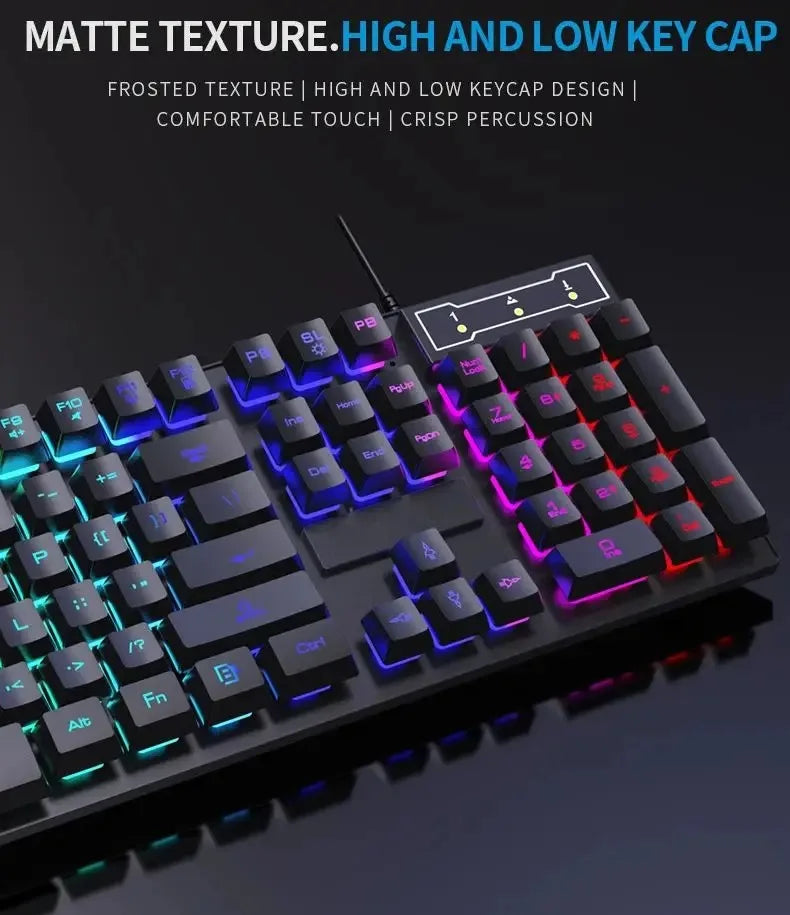 Teclado gamer y mouse retroiluminado para jugadores, PC, portátil y oficina