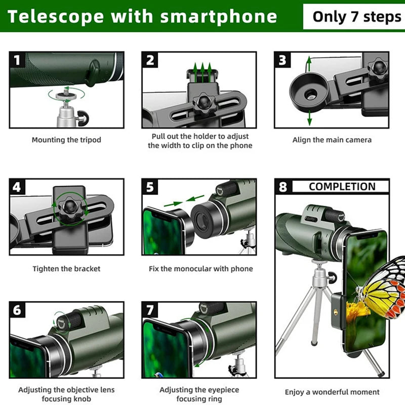 Mini telescopio portátil plegable de larga distancia para deportes, Camping al aire libre y viajes