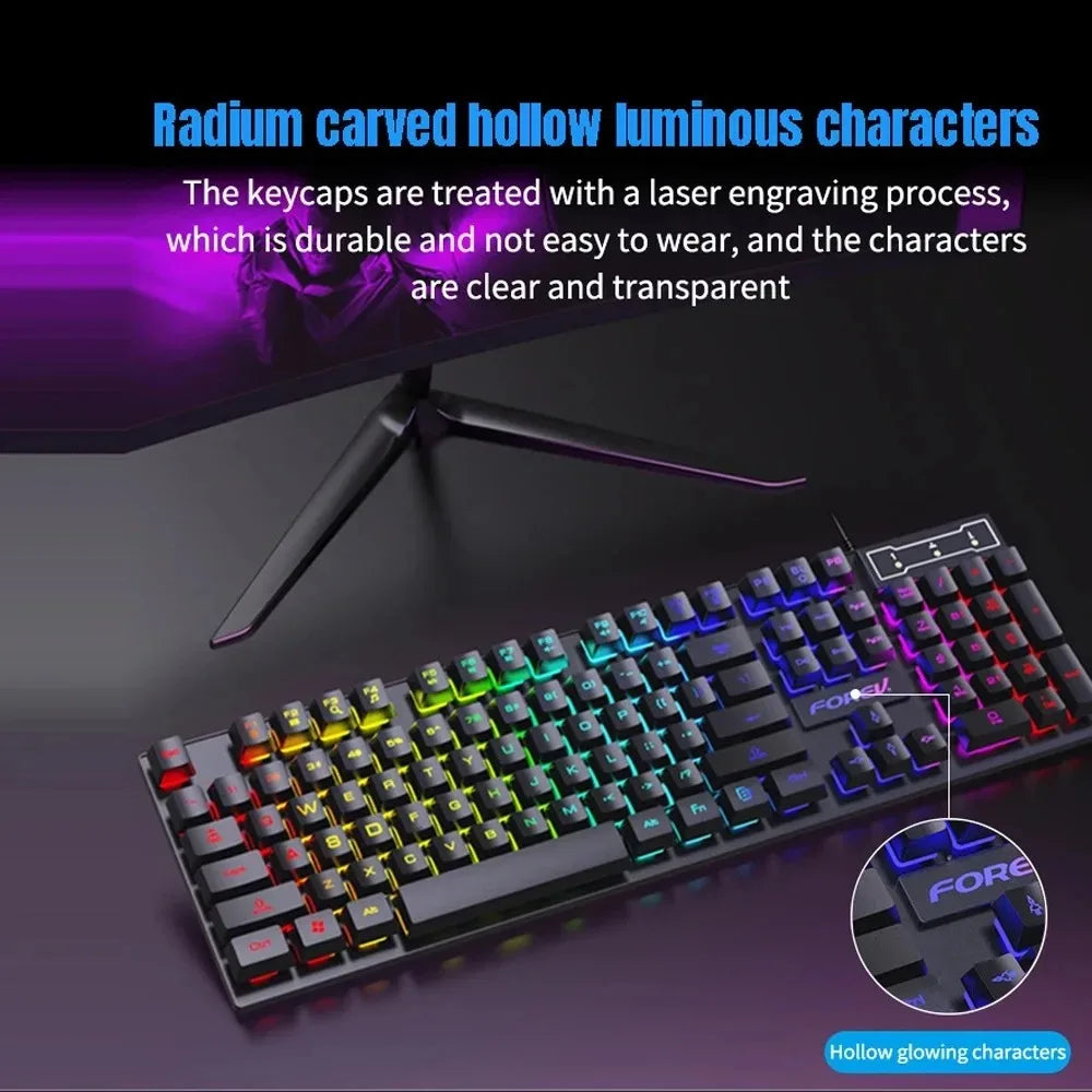 Teclado gamer y mouse retroiluminado para jugadores, PC, portátil y oficina